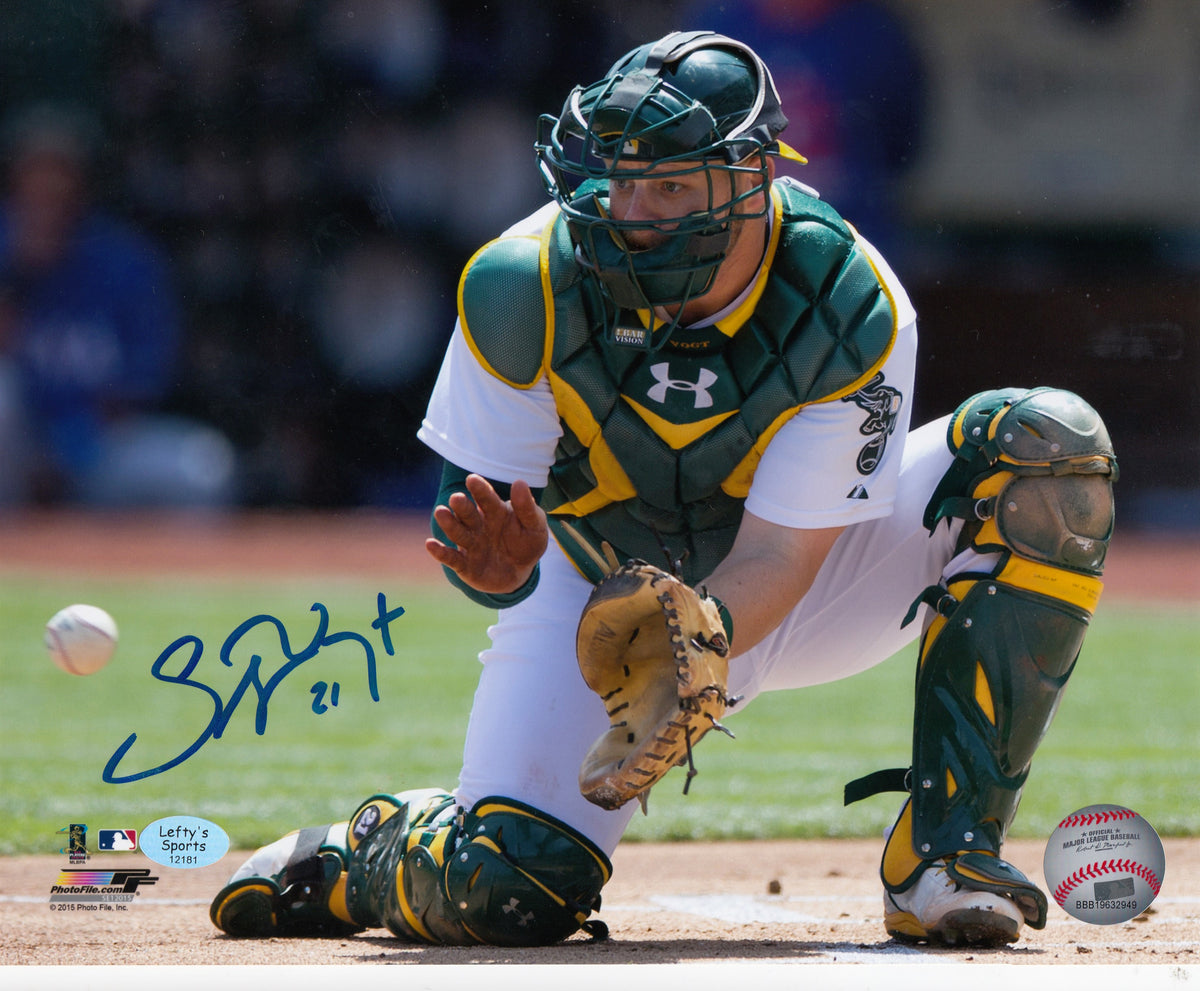 Stephen Vogt Oakland A's Autographed 8x10 photo (Vertical, Swinging, Y –  Lefty's Sports