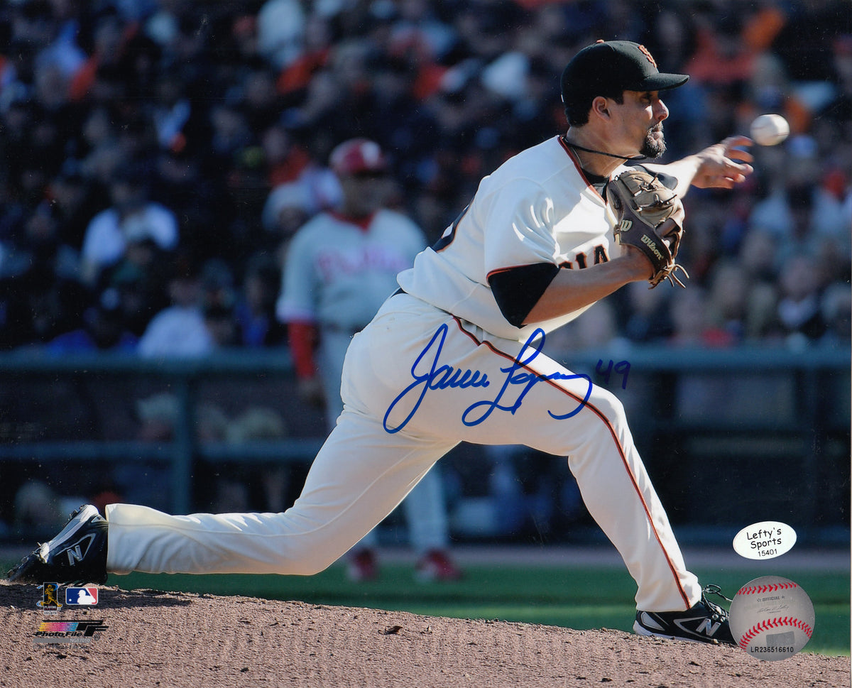 Camilo Doval San Francisco Giants Autographed 8x10 Photo (Vertical,  Pitching, White Jersey, Blue Ink)