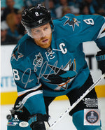 Joe Pavelski San Jose Sharks Autographed 8x10 photo (Vertical, Close Up, Blue Jersey)
