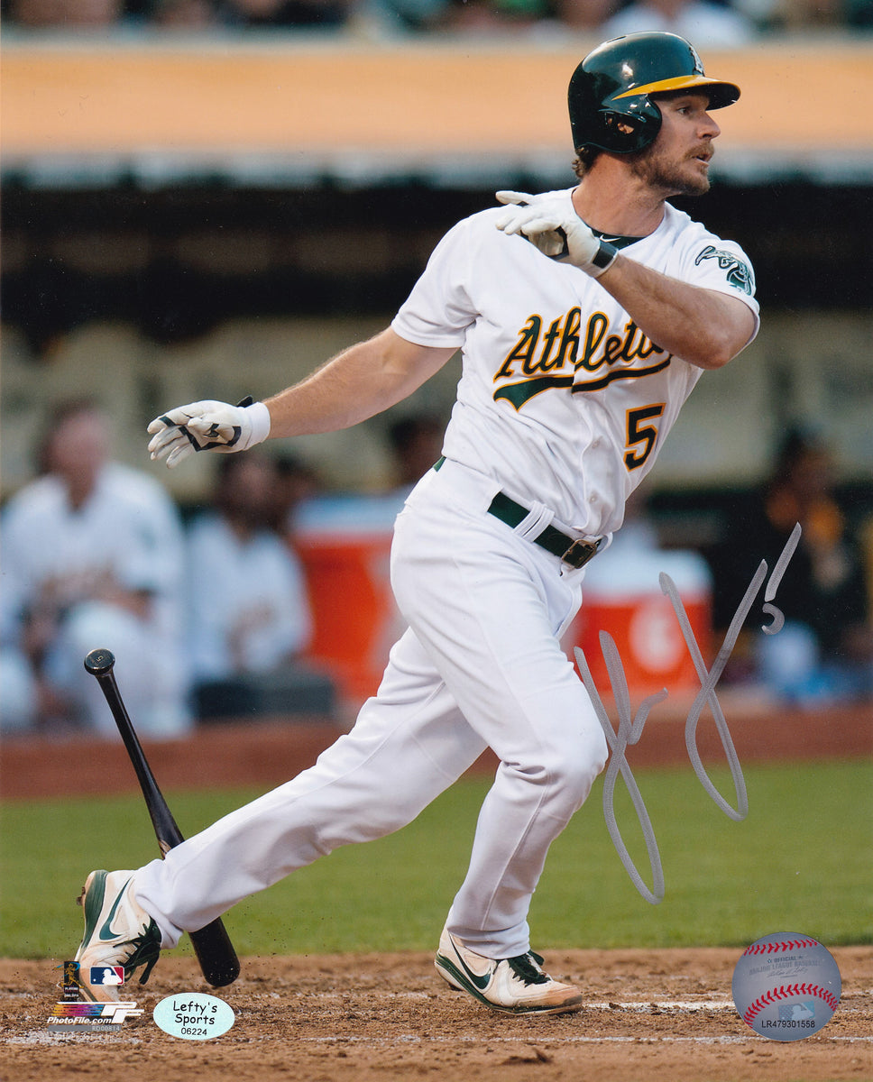 Matt Olson Oakland A's Autographed 8x10 Photo (Horizontal, After Swing,  White Jersey)