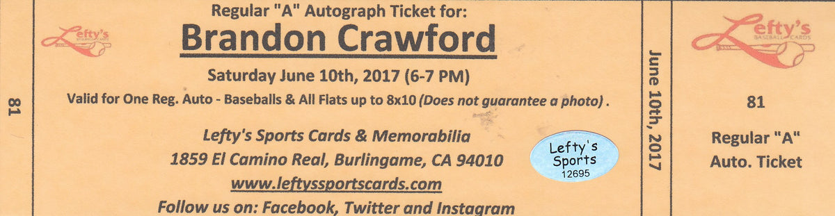 Brandon Crawford San Francisco Giants Autographed 8x10 Photo (Vertical –  Lefty's Sports