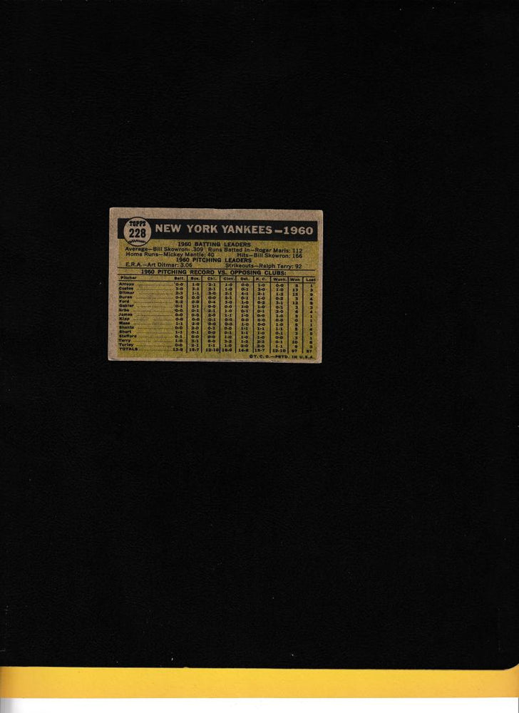 1961 Topps #228 Yankees Team VG Very Good New York Yankees #7785 Image 2
