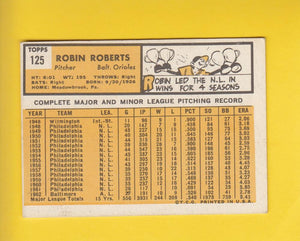 1963 Topps #125 Robin Roberts EX Excellent Baltimore Orioles #9667 Image 2