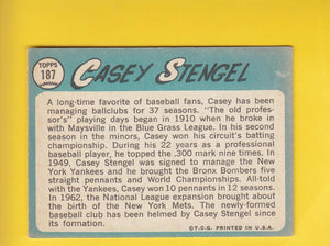 1965 Topps #187 Casey Stengel MG VG/EX New York Mets #9673 Image 2