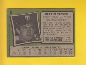 1971 Topps #26 Bert Blyleven EX Excellent RC Rookie Minnesota Twins #9805 Image 2