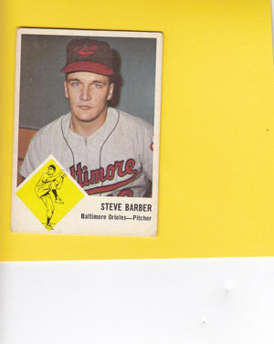 1963 Fleer #1 Steve Barber Baltimore Orioles VG+ Very Good Plus #11482 Image 1