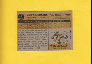 1960 Topps #451 Curt Simmons Philadelphia Phillies EX+ Excellent+ #16596 Image 2