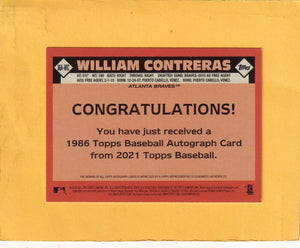 2021 Topps 1986 Topps Baseball Autographs #86A-WIC William Contreras NM-MT Auto Atlanta Braves Image 2