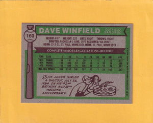 1976 Topps #160 Dave Winfield NM Near Mint San Diego Padres #20059 Image 2