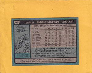 1980 Topps #160 Eddie Murray EX+ Excellent+ Baltimore Orioles #21531 Image 2