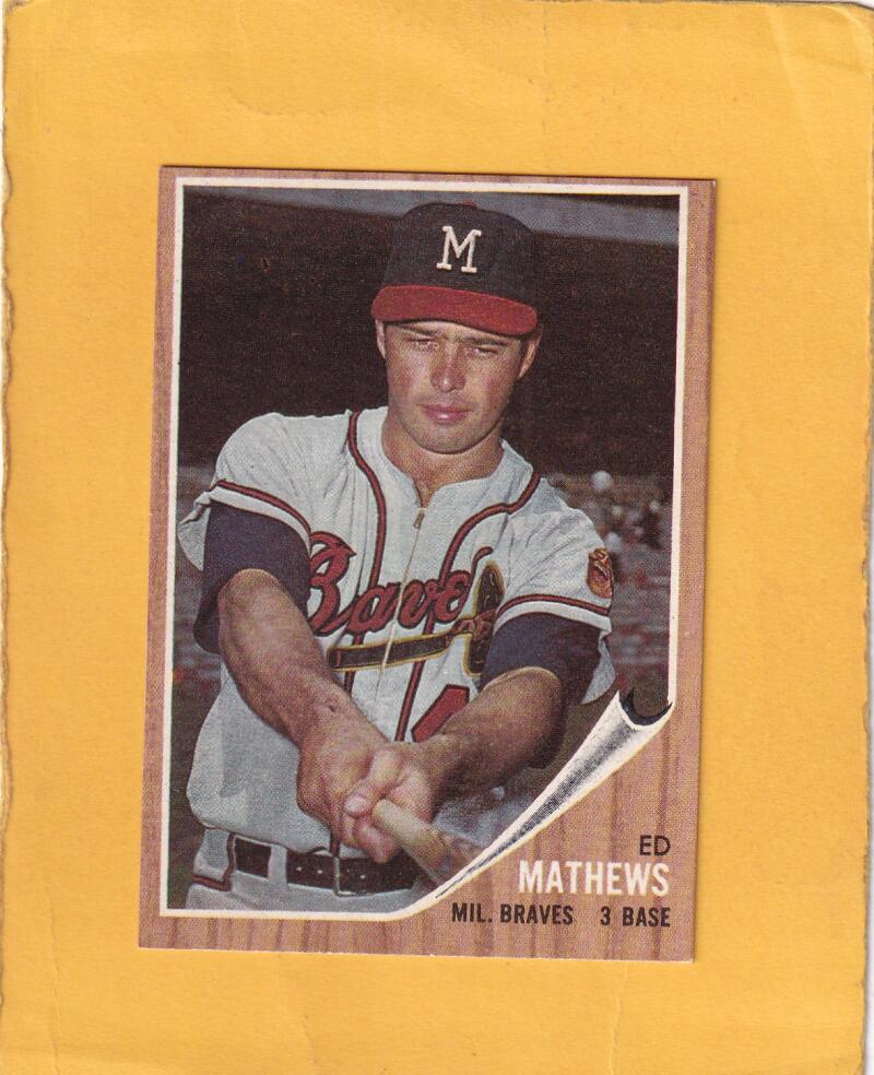 1962 Topps #30 Eddie Mathews EX+ Excellent+ Milwaukee Braves #24096 Image 1