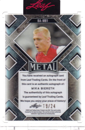 2022 Leaf Metal Silver #BA-MB1 Mika Biereth NM-MT+ RC Rookie Auto 19/24  Image 2