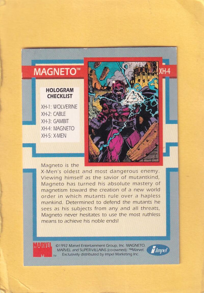 1992 Impel X-Men Holograms #XH-4 Magneto Near Mint or Better Image 2