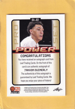 2021-22 Pro Set Power Autographs #BA-JQ1 Jahvon Quinerly ARC NM-MT+ Auto Image 2