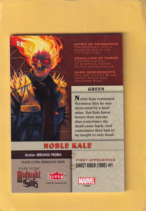 2023 Fleer Ultra Midnight Sons Green #71 Noble Kale NM-MT+ Image 2