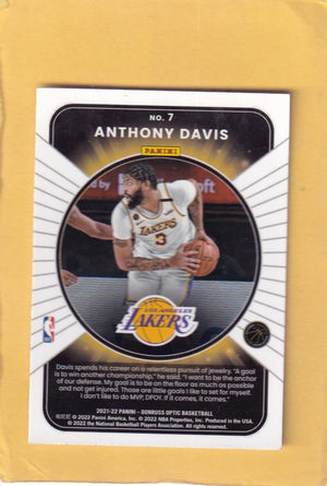 2021-22 Donruss Optic Winner Stays #7 Anthony Davis NM-MT+ Los Angeles Lakers Image 2