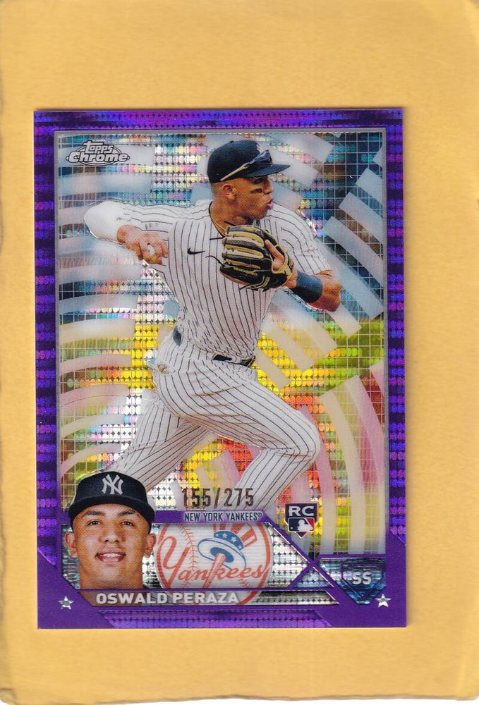 2023 Topps Chrome Refractor Purple Sonar #132 Oswald Peraza NM-MT+ RC Rookie 155/275 New York Yankees Image 1