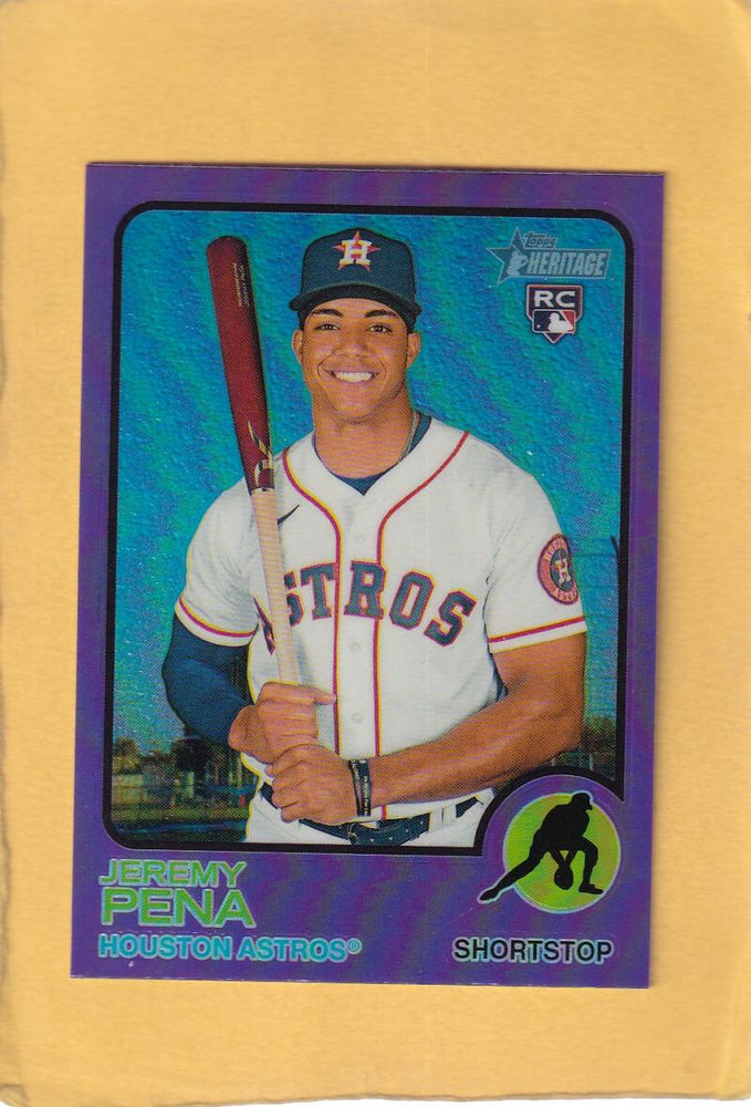 2022 Topps Heritage High Number Chrome Refractor Purple #629 Jeremy Pena Hot Box NM-MT+ RC Rookie Houston Astros + base Image 1