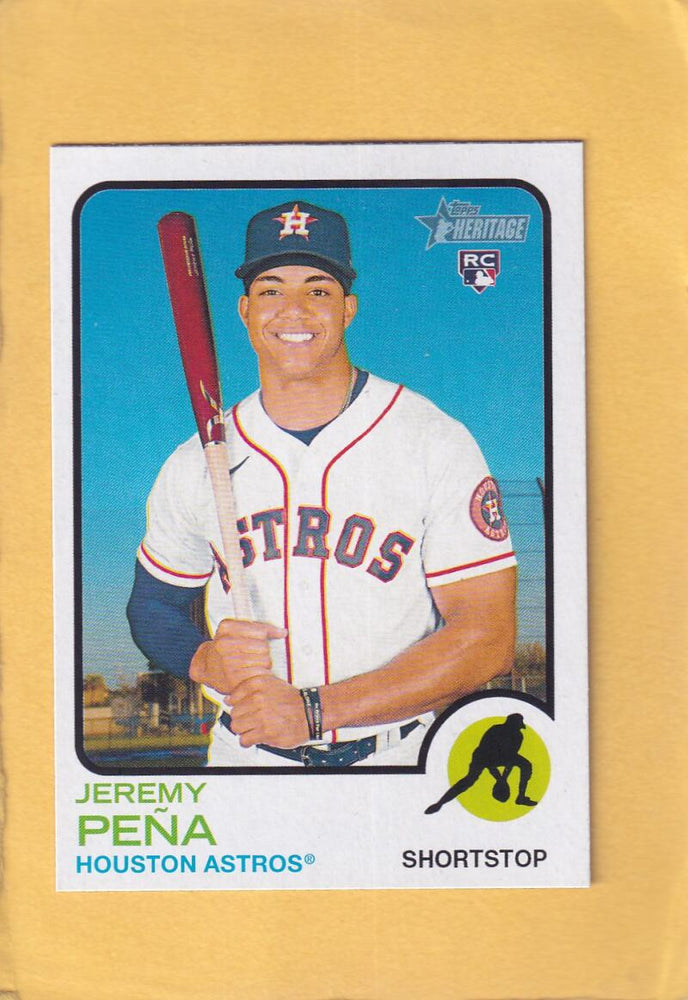 2022 Topps Heritage High Number Chrome Refractor Purple #629 Jeremy Pena Hot Box NM-MT+ RC Rookie Houston Astros + base Image 3