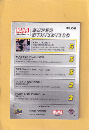 2024 Upper Deck Marvel Platinum Super Statistics Rainbow #PLO9 Kingpin NM-MT+  Image 2