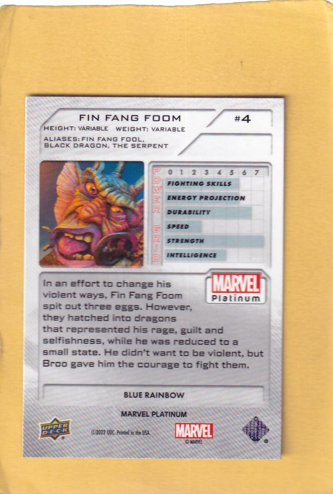 2024 Upper Deck Marvel Platinum Blue Rainbow #4 Fin Fang Foom NM-MT+  Image 2