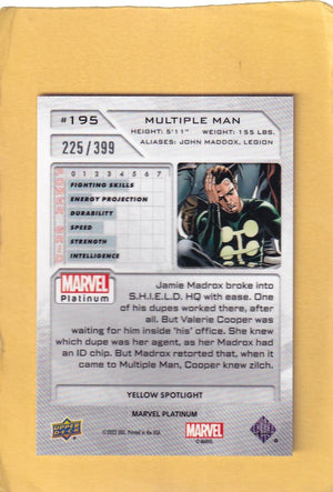 2024 Upper Deck Marvel Platinum Yellow Spotlight #195 Multiple Man NM-MT+ 225/399  Image 2