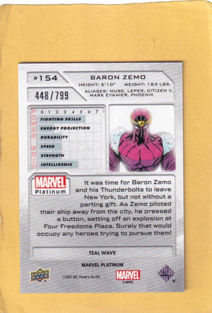 2024 Upper Deck Marvel Platinum Teal Wave #154 Baron Zemo NM-MT+ 448/799  Image 2