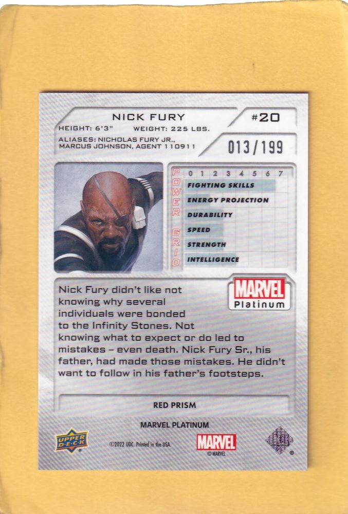 2024 Upper Deck Marvel Platinum Red Prism #20 Nick Fury NM-MT+ 13/199  Image 2