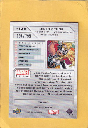 2024 Upper Deck Marvel Platinum Teal Wave #135 Mighty Thor NM-MT+ 84/799  Image 2