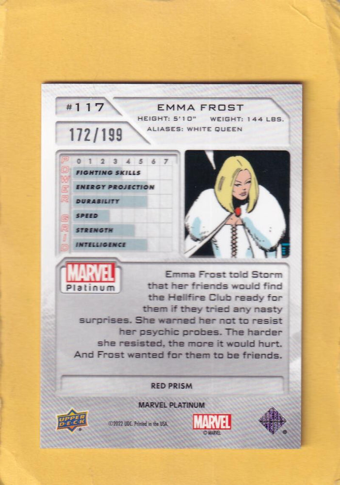 2024 Upper Deck Marvel Platinum Red Prism #117 Emma Frost NM-MT+ 172/199  Image 2