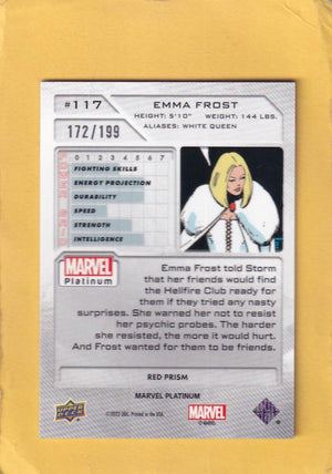 2024 Upper Deck Marvel Platinum Red Prism #117 Emma Frost NM-MT+ 172/199  Image 2