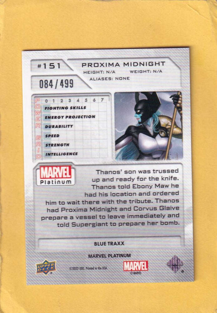 2024 Upper Deck Marvel Platinum Blue Traxx #151 Proxima Midnight NM-MT+ 84/499  Image 2