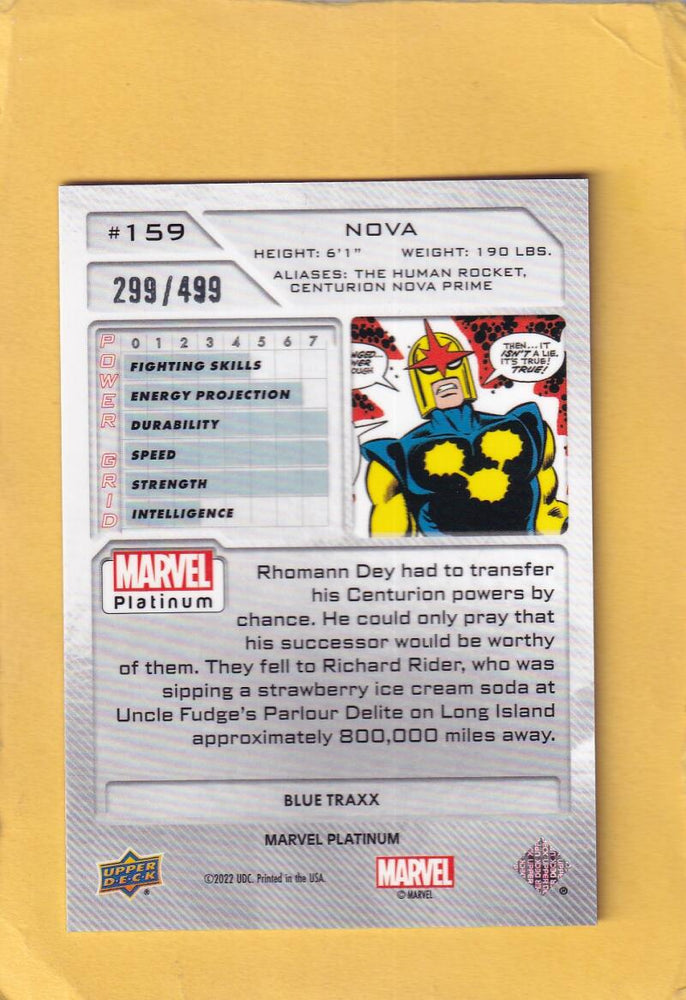 2024 Upper Deck Marvel Platinum Blue Traxx #159 Nova NM-MT+ 299/499  Image 2