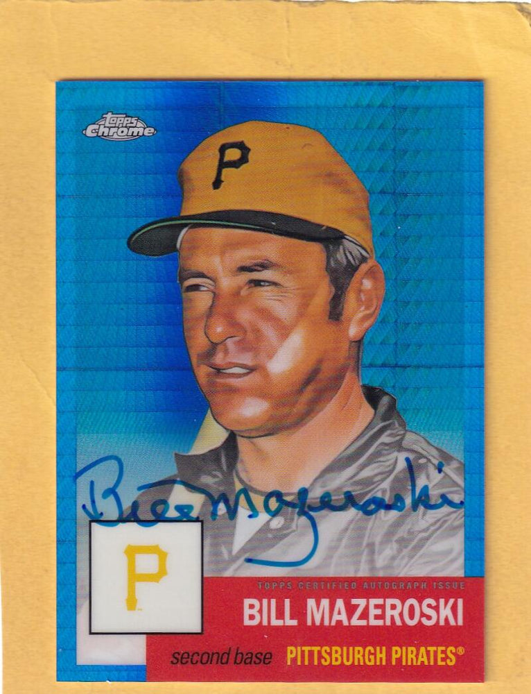 2022 Topps Chrome Platinum Anniversary Autograph Refractor Blue Prism #CPA-BM Bill Mazeroski NM-MT+ Auto 54/99 Pittsburgh Pirates Image 1