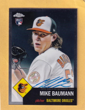 2022 Topps Chrome Platinum Anniversary Autograph #CPA-MBA Mike Baumann NM-MT+ Auto Baltimore Orioles Image 1