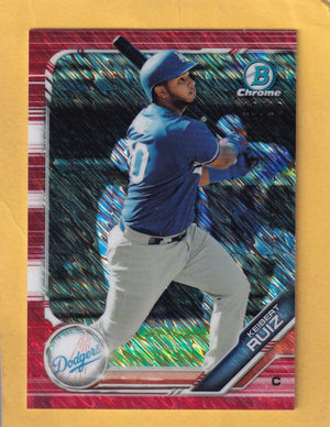 2019 Bowman Chrome Prospects Refractors Red Shimmer #BCP-235 Keibert Ruiz NM-MT+ 10/10 Los Angeles Dodgers Image 1