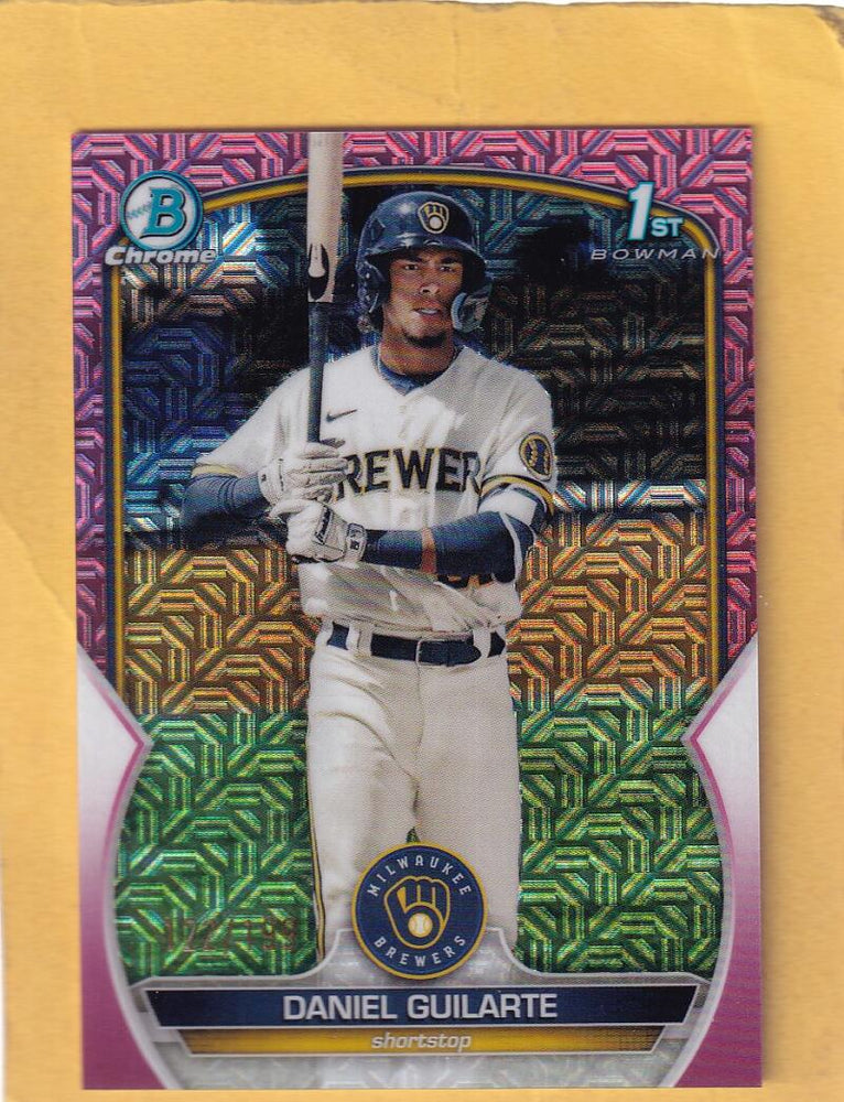 2023 Bowman Chrome Prospects Refractor Fushia #BCP-21 Daniel Guilarte 1st Bowman NM-MT+ 122/199 Milwaukee Brewers Image 1