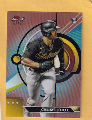 2023 Topps Finest Refractor Rose Gold #31 Cal Mitchell NM-MT+ RC Rookie 62/75 Pittsburgh Pirates Image 1