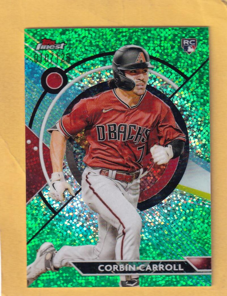 2023 Topps Finest Refractor Green Speckle #24 Corbin Carroll NM-MT+ RC Rookie 10/125 Arizona Diamondbacks Image 1