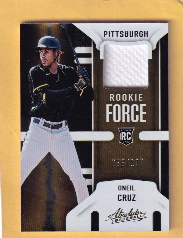 2022 Panini Absolute Rookie Force Materials Oneil Cruz NM-MT+ MEM 56/199 Pittsburgh Pirates Image 1