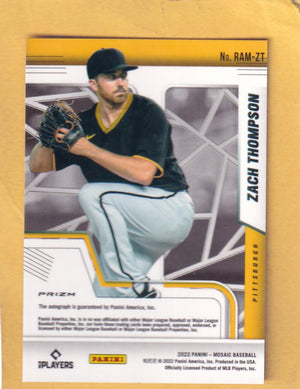 2022 Panini Mosaic Rookie Autographs Choice Fusion #80 Zach Thompson NM-MT+ Auto Pittsburgh Pirates Image 2