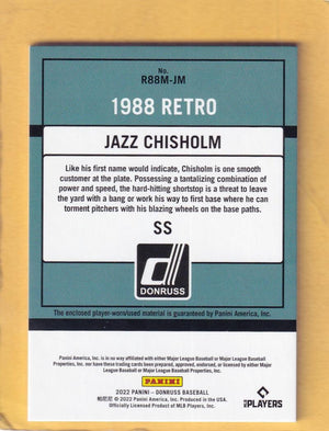 2022 Donruss Retro 1988 Materials #53 Jazz Chisholm NM Near Mint MEM Miami Marlins Image 2