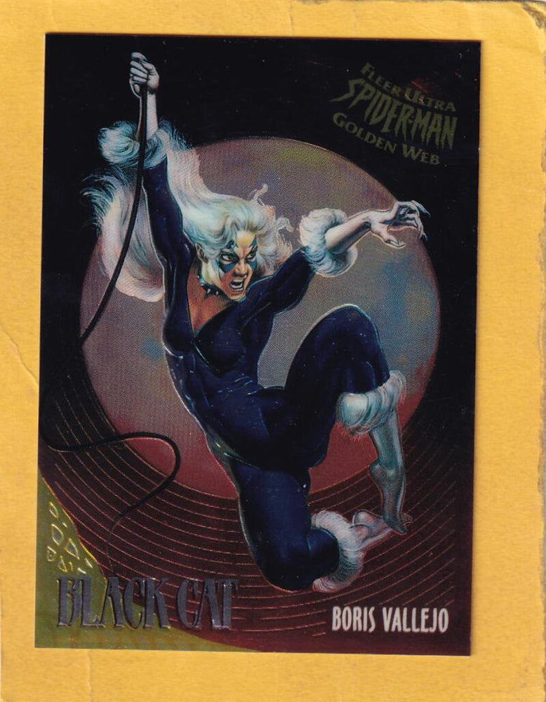 1995 Fleer Ultra Spider-Man Premiere Golden Web #1 Black Cat Boris Vallejo NM-MT+  Image 1