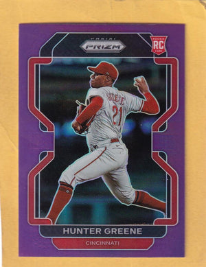 2022 Panini Prizm Purple Prizm #88 Hunter Greene NM-MT+ Cincinnati Reds Image 1