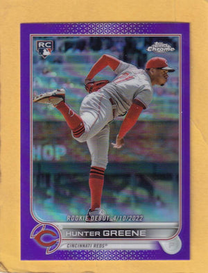 2022 Topps Chrome Update Refractor Purple #USC93 Hunter Greene NM-MT+ RC Rookie Cincinnati Reds Image 1