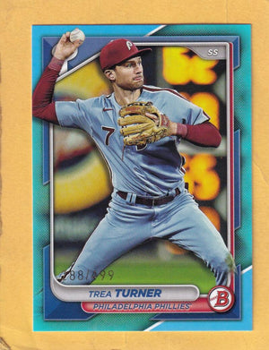 2024 Bowman Sky Blue #4 Trea Turner NM-MT+ 288/499 Philadelphia Phillies Image 1