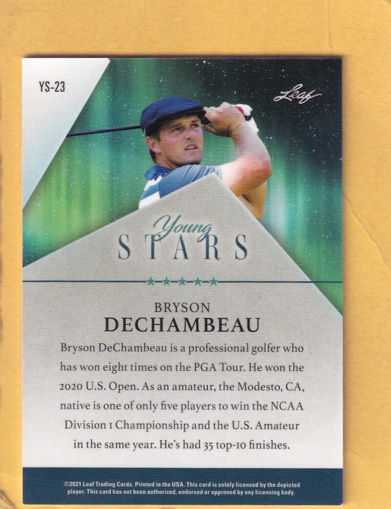 2021 Leaf Young Stars #23 Bryson DeChambeau XRC NM-MT+ RC Rookie Image 2