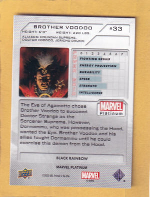 2024 Upper Deck Marvel Platinum Black Rainbow #33 Brother Voodoo NM-MT+  Image 2