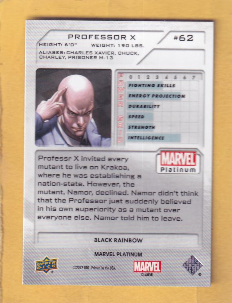 2024 Upper Deck Marvel Platinum Black Rainbow #62 Professor X NM-MT+  Image 2