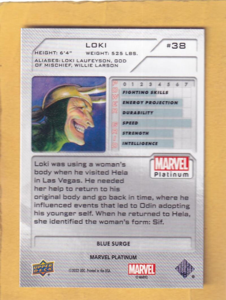 2024 Upper Deck Marvel Platinum Blue Surge #38 Loki NM-MT+  Image 2